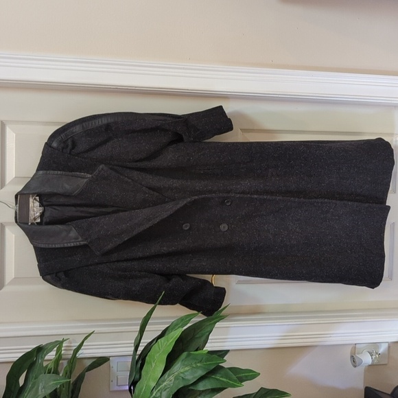 Maggie Lawrence Collection Vintage Wool Coat w/Leather Trim Size 12 - Picture 1 of 13